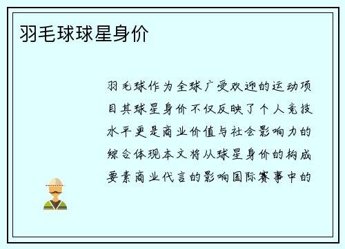 羽毛球球星身价